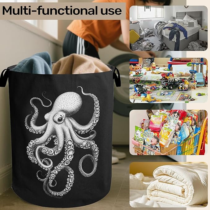 Black Octopus Laundry Basket