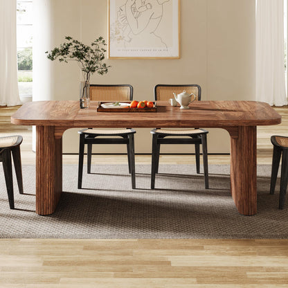 Tribesigns Modern Dining Table for 6 People, 62-Inch Dark Brown Kitchen Table with Double Robust Pedestal, Long Rectangle Wood Dinner Table for Dining Room