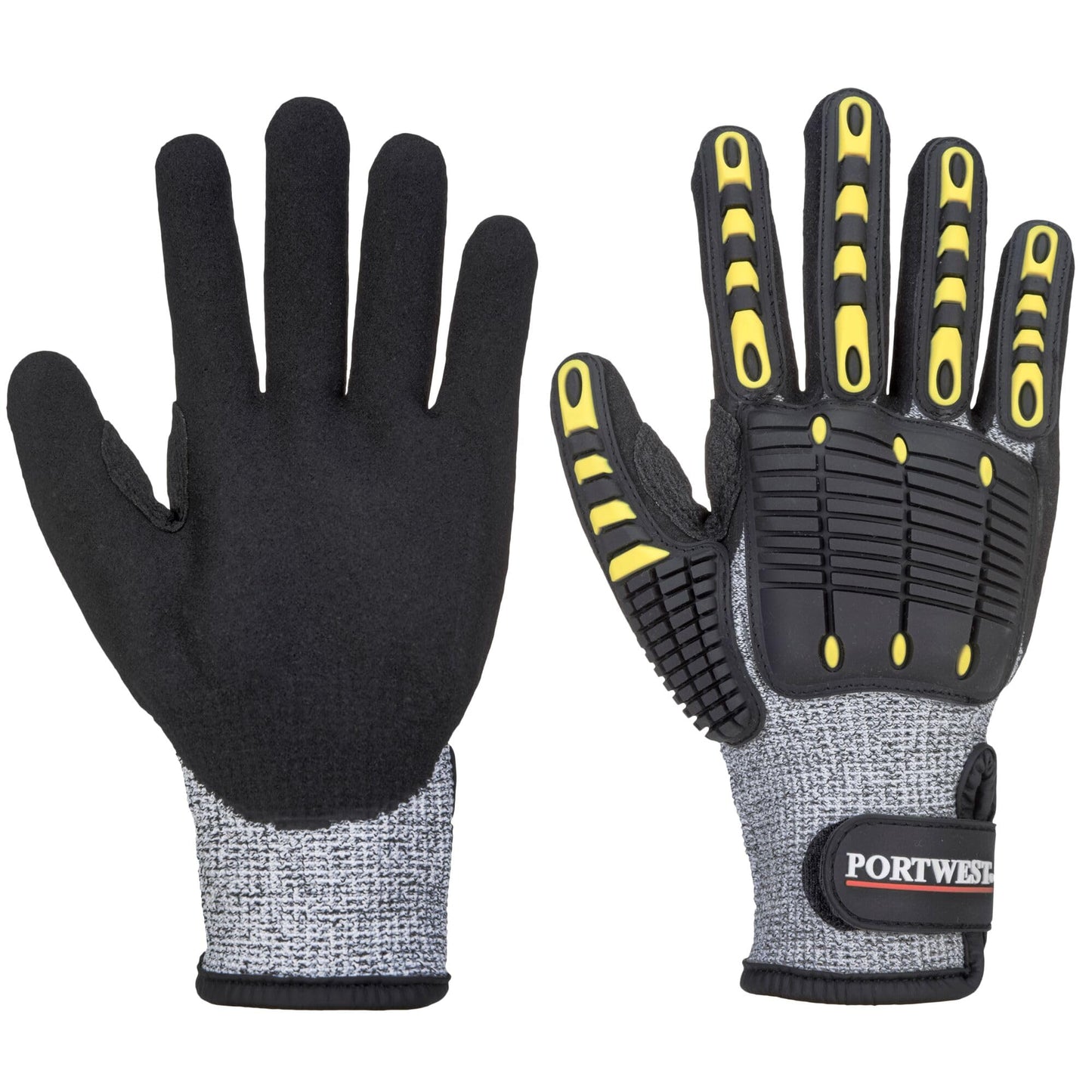 Portwest A722 Durable Anti Impact Cut Resistant Glove Grey/Black, Large