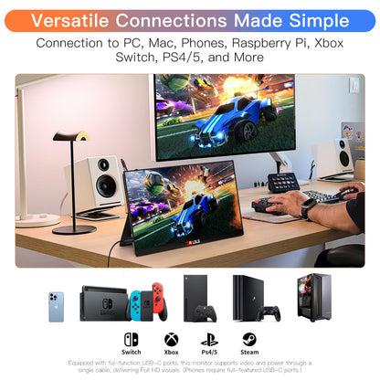 10.5''Portable Monitor for latop ,2K FHD 60HZ Laptop Monitor Screen,USB-C and HDMI Inputs, Ultra-Slim IPS Panel with HDR and Premium Smart Cover & Speakers for Laptop,PC,Phone,PS4/5,Switch,Mac,Xbox