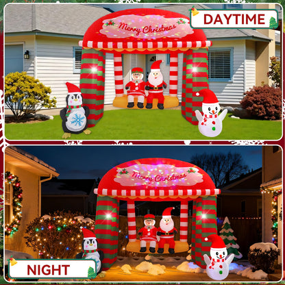 10FT Santa Claus Swing Outdoor Inflatable with Rotating LED Lights for Christmas Holiday Party Decoration, Winter Garden Decoration