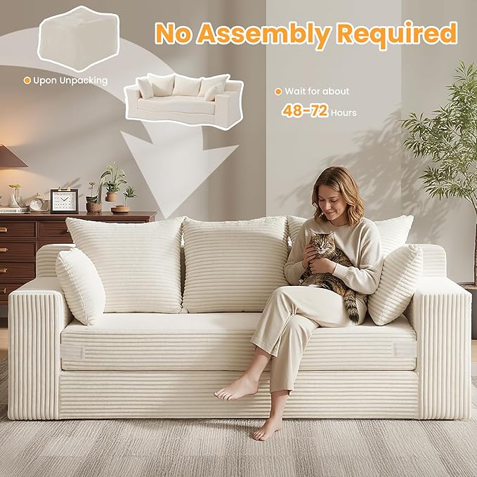 Boneless Couch 70 inch, 3 Seater Couch