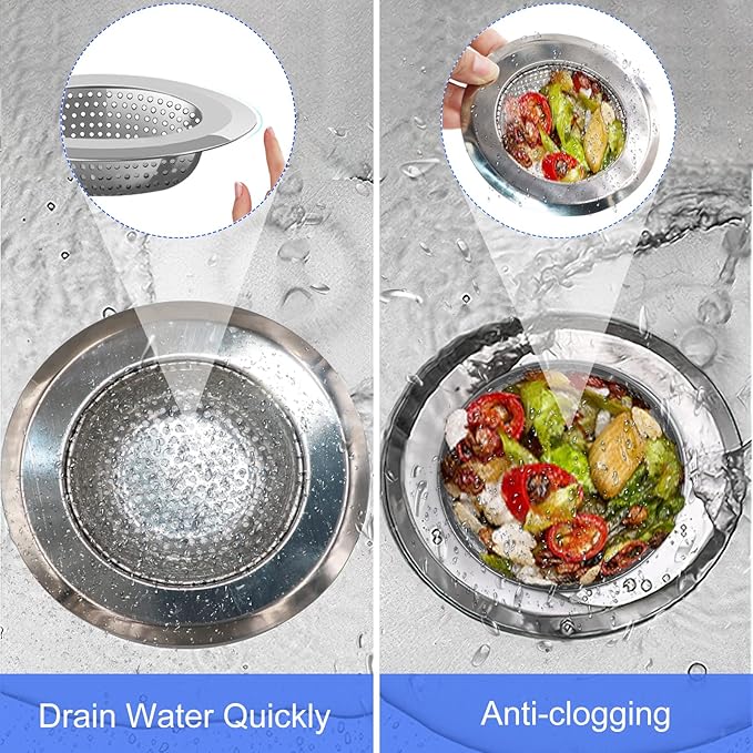 V-TOP Sink Strainer Stopper 4 Pack, Universal Silicone Kitchen Sink Drain