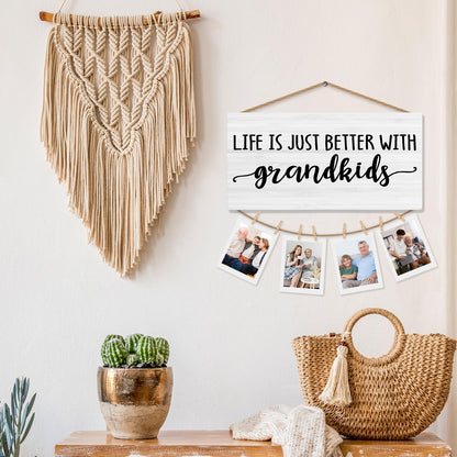 shiviody Grandparents Grandkids Picture Frame Photo Holder for Wall, Grandma Grandpa Gifts from Grandkids, Grandparents Gifts for Christmas Photo Hanging Display Picture Board for Wall Decor