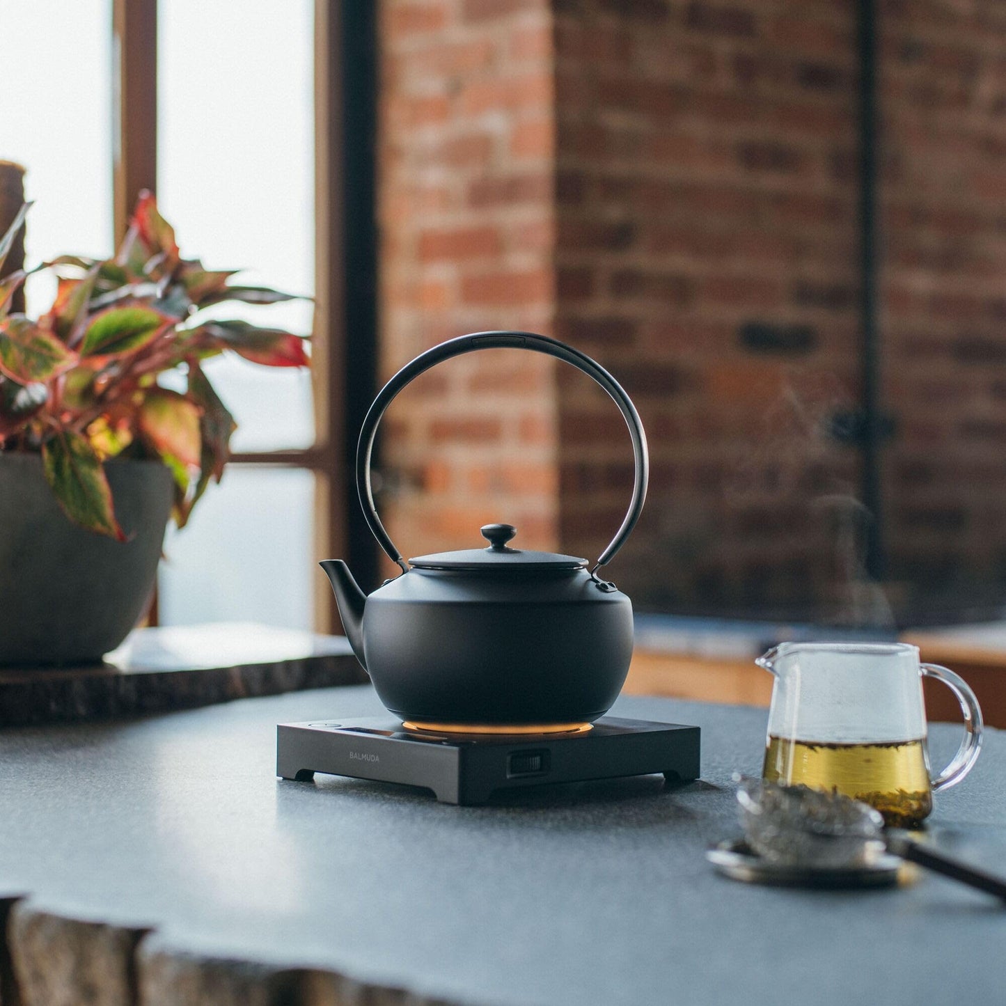 BALMUDA Combo Pack: MoonKettle Black & The Lantern White | Electric Kettle with Temp Control & Rechargeable LED Lantern