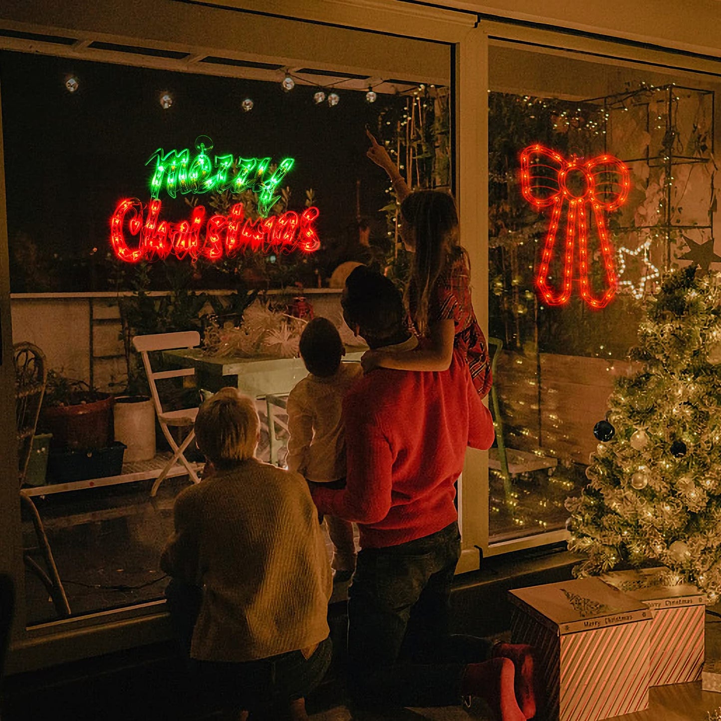 Xmasnova 2 Pack Christmas Window Lights - Double Sided Merry Christmas Sign Lamp Decorations for Indoor Wall, Door & Glass