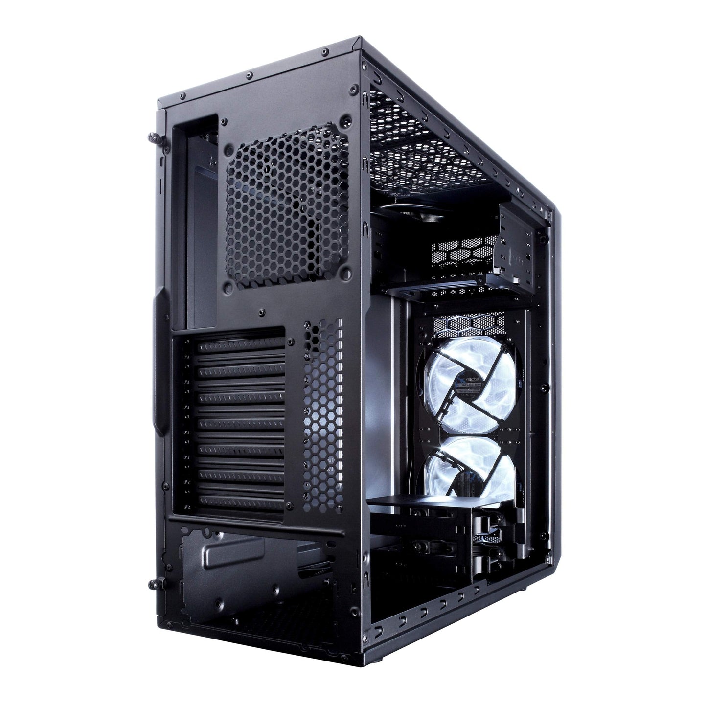 Fractal Design Focus G - Mid Tower Computer Case - ATX - High Airflow - 2x Fractal Design Silent LL Series 120mm White LED Fans Included - USB 3.0 - Window Side Panel - Black