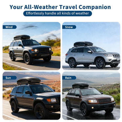 Garvee Rooftop Cargo Box Carrier, 17 Cubic Hardshell Rooftop Cargo Carrier, Dual-Side Opening, Universal Fit for Cars & SUVs, 165Lbs Weight Capacity with Secure Straps&Keys