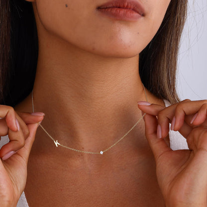 FUCJOEE Personalized Initial Necklaces for Women, Dainty 14K Gold Plated Sideways Letter Necklace Simple Choker Necklace Personalized Name Necklaces for Women Cute Trendy Stuff Teen Jewelry Gifts