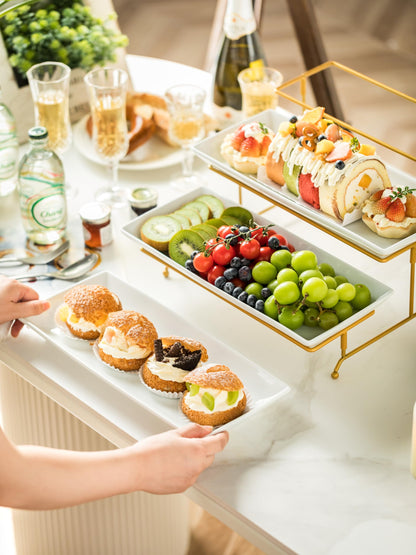 YHOSSEUN 3 Tier Serving Tray for Party, Tiered Serving Platters and Trays, 14 Inch Tiered Tray Stand, Dessert Stand, Serving Stand, Dessert Table Display Set with Collapsible Sturdier Metal Rack