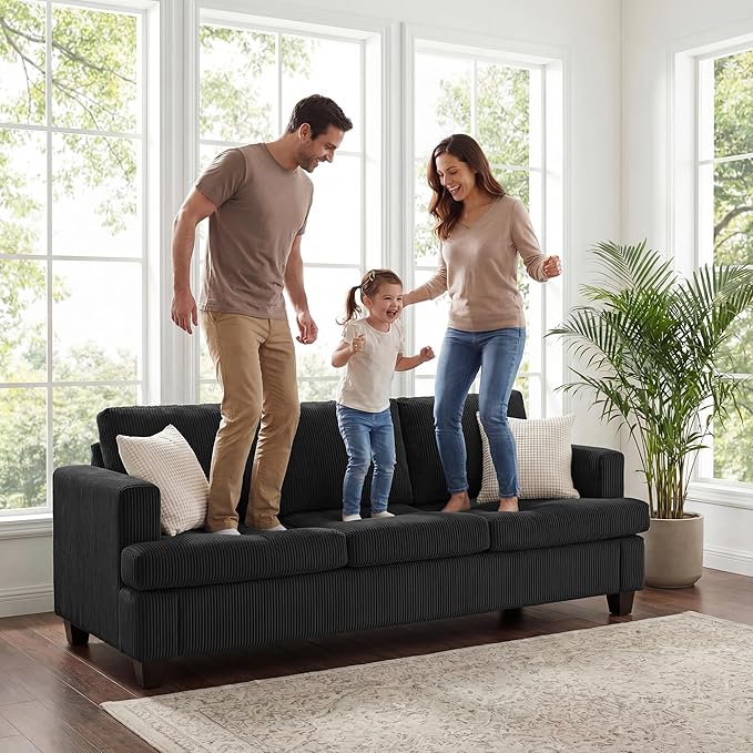 Apicizon 89" Modern Sofa Couch Set, Corduroy Couch 2 Piece Sofa Set