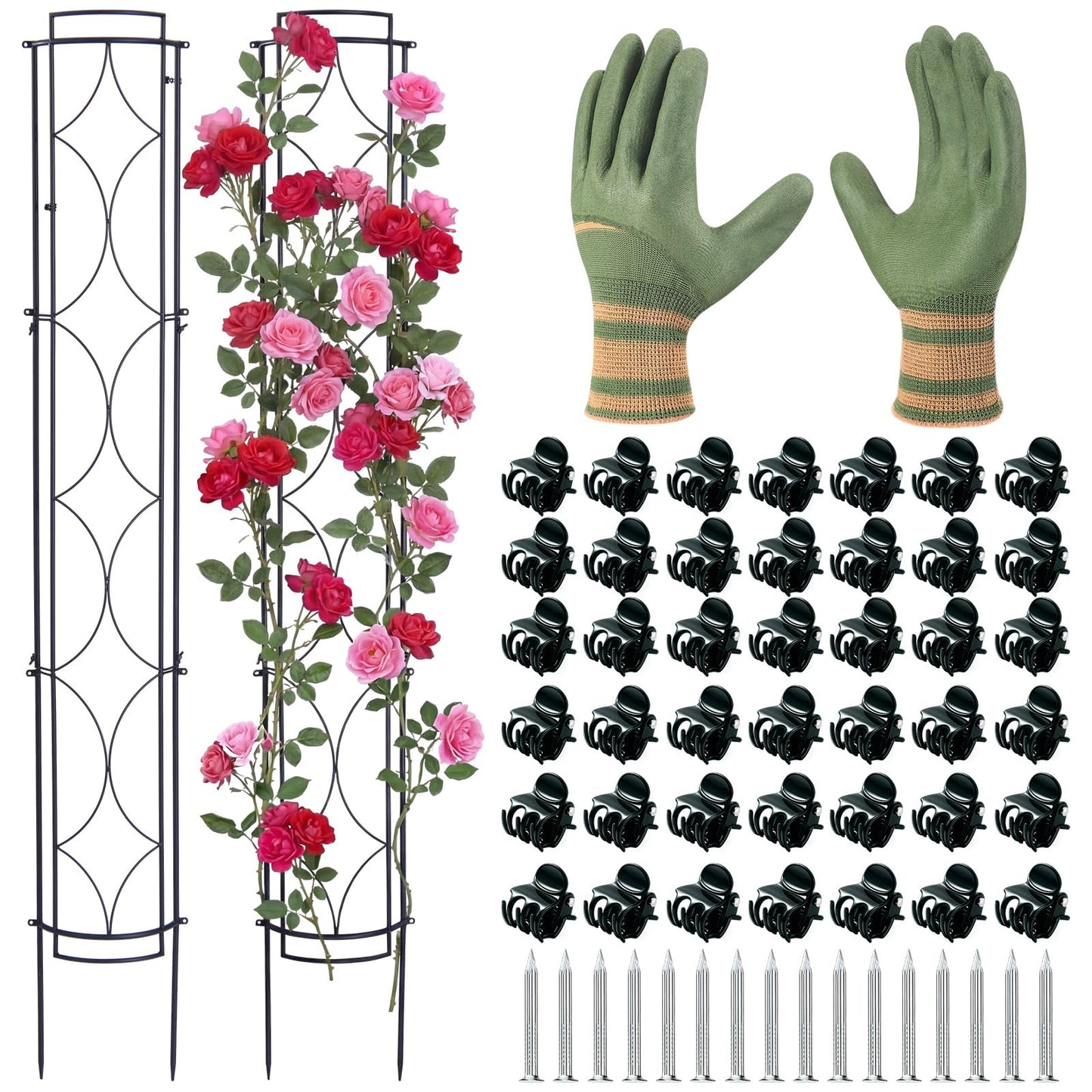 Novabright 2 Pack 71''h X9.8''w Garden Trellis for Climbing Plants Metal Plant Trelli Indoor Outdoor Metal Garden Trellis for Potted Plants Climbing Houseplants Flowers Decorative Outdoor Downpipes