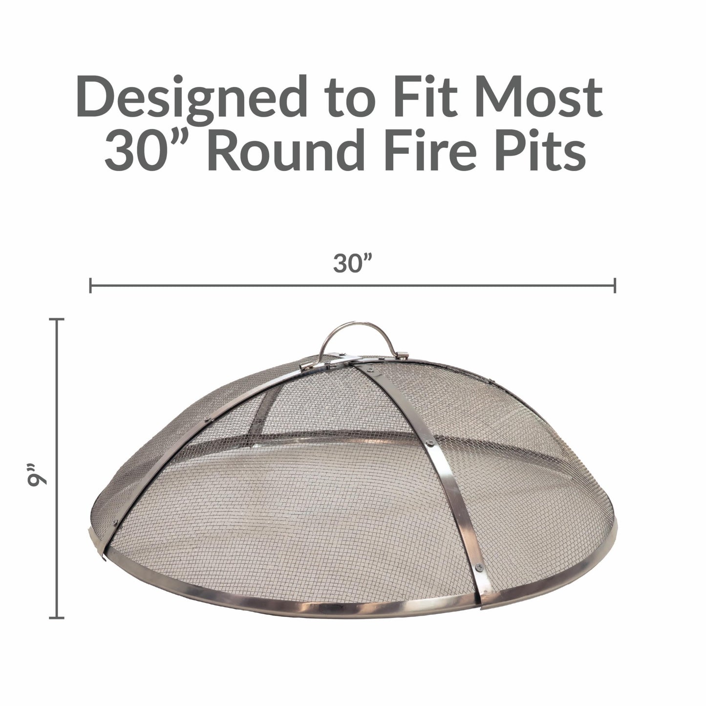 Sunnydaze Round Stainless Steel Spark Screen - Rust-Resistant Heavy-Duty Metal Fire Pit Spark Screen with Handle - 30" Diameter