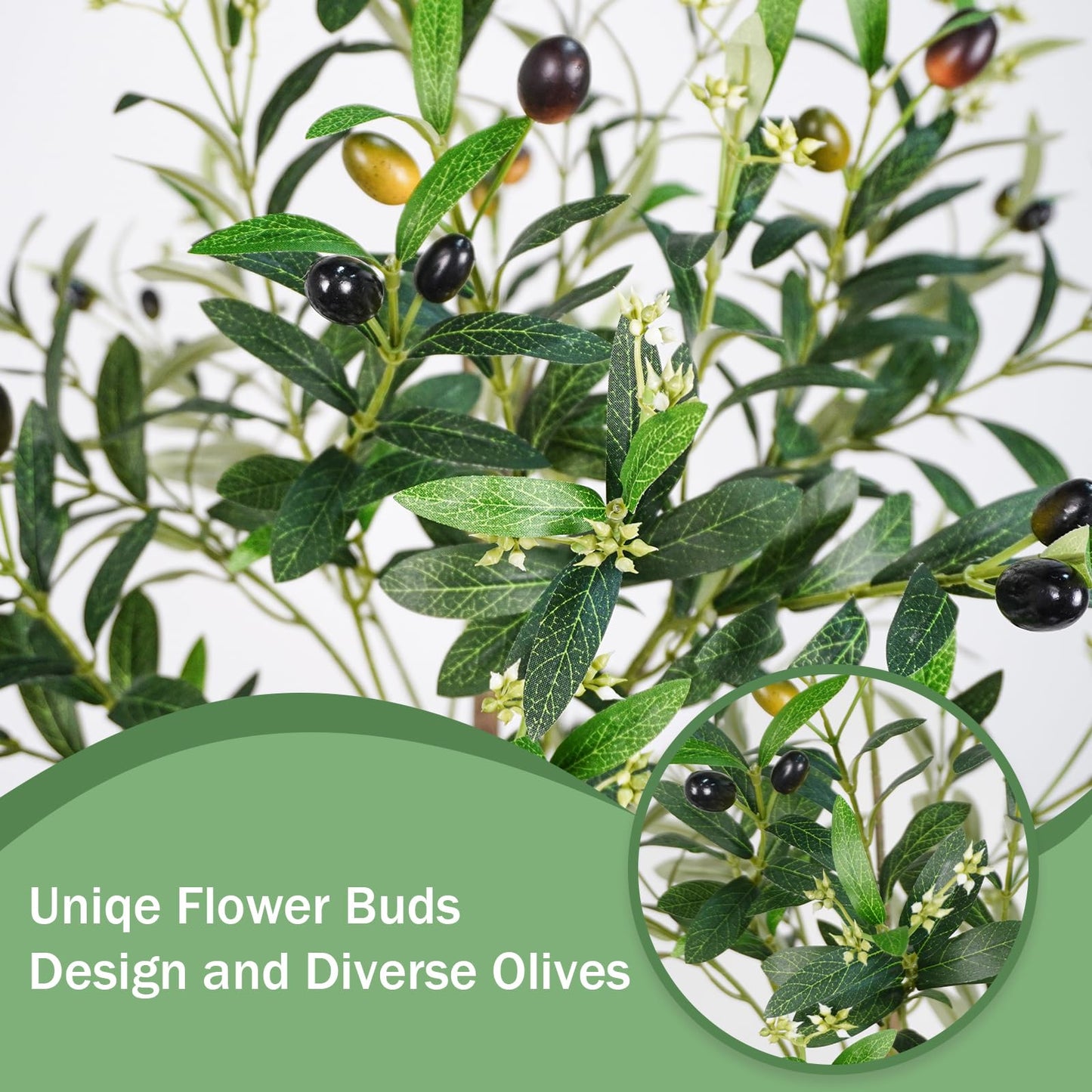 Caxchiling Artificial Olive Tree 5FT, Fake Tree for Indoor Outdoor, Lifelike Faux Large Floor Plants with Heavy Trunk with Vines and Ball-Shaped Pot, Home Office Living Room Bedroom Front Door Decor