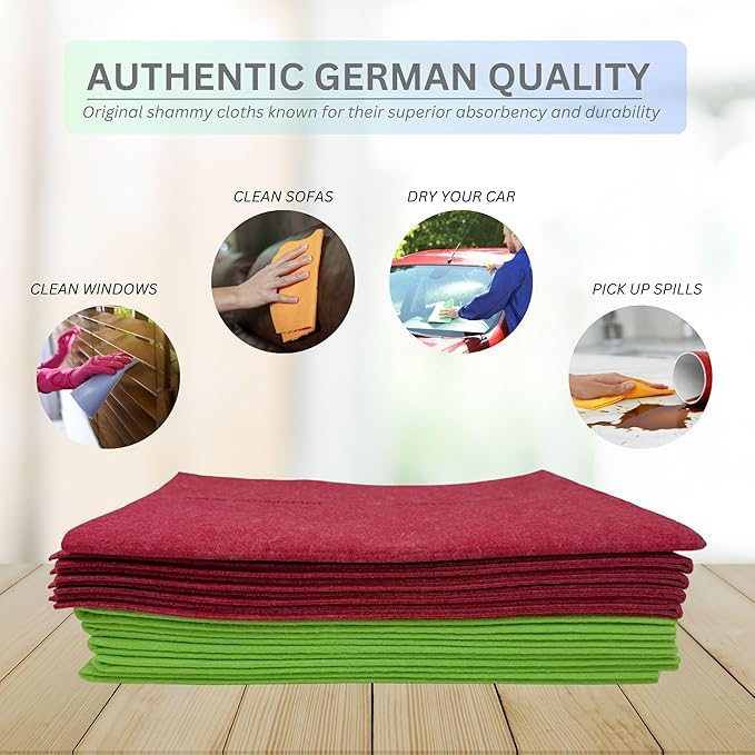 10 Pack Extra Large Original German Holiday Shammy Cloths Chamois Towels Super