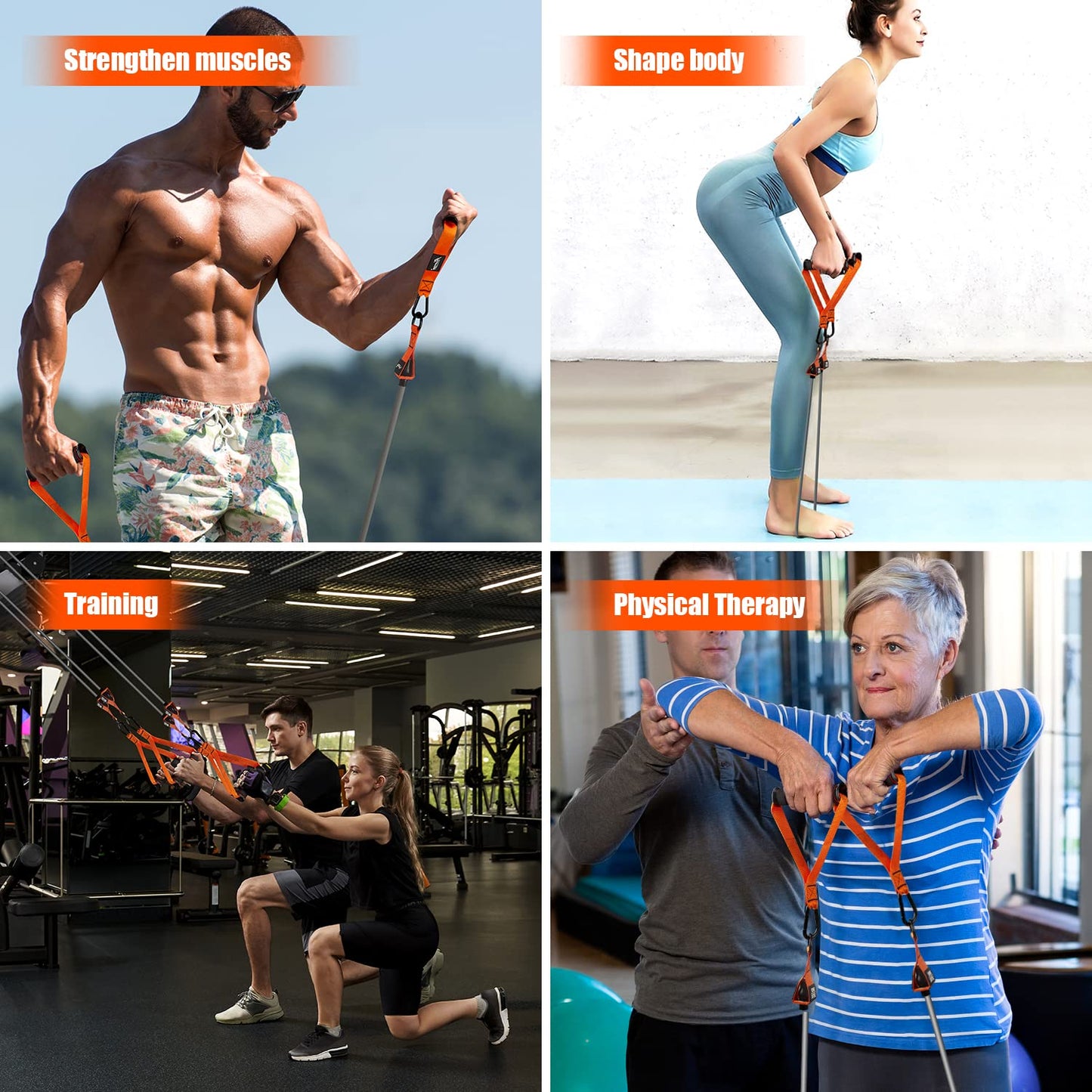 HPYGN Resistance Bands, Heavy Exercise Bands with Handles, Fitness Bands for Working Out, Workout Bands for Men, Weight Bands Set for Muscle Training, Strength, Slim, Yoga, Home Gym Equipment