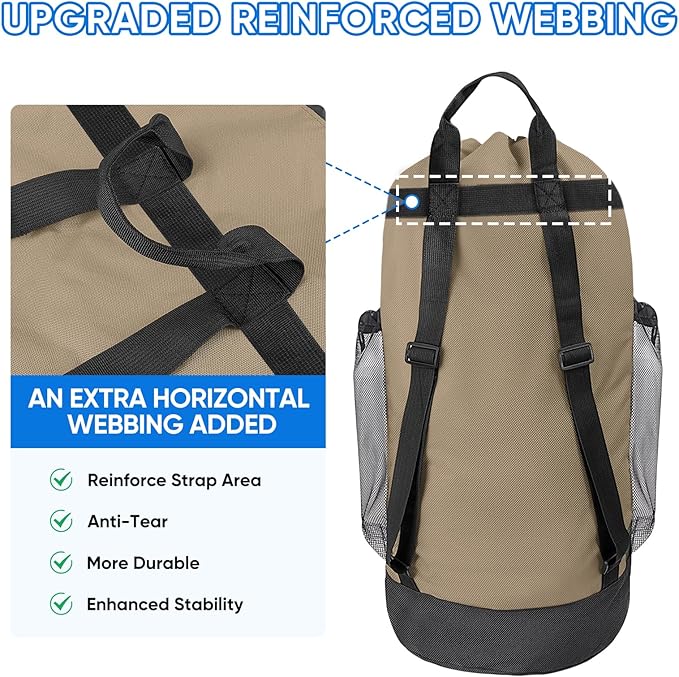 BALEINE 150L Laundry Bag Backpack, 900D Oxford Fabric Large Travel Laundry Bags