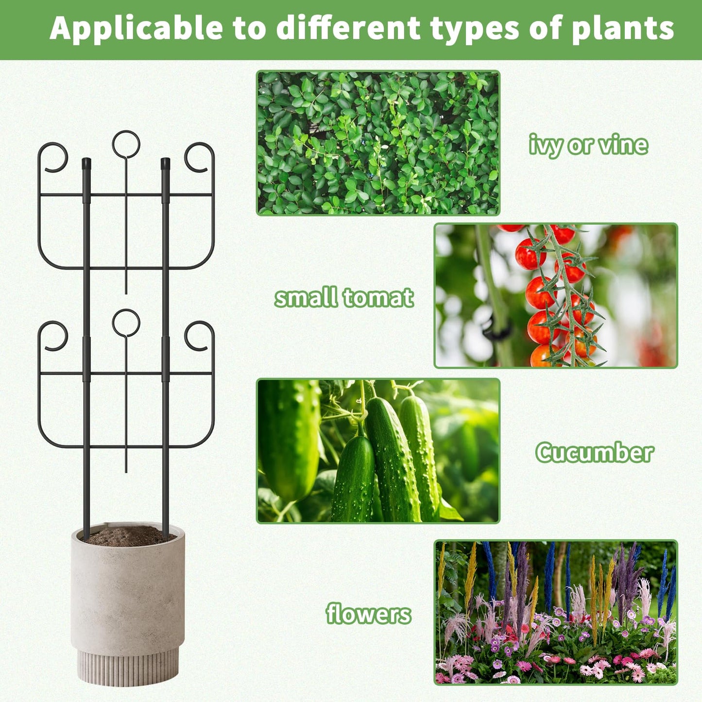 2 Pack Trellis for Climbing Plants Indoor, Expandable Heavy-Duty Metal Trellis for Potted Plants Outdoor, Flowers Vine Ivy, Sturdy Houseplant Pothos Plant Climber Support