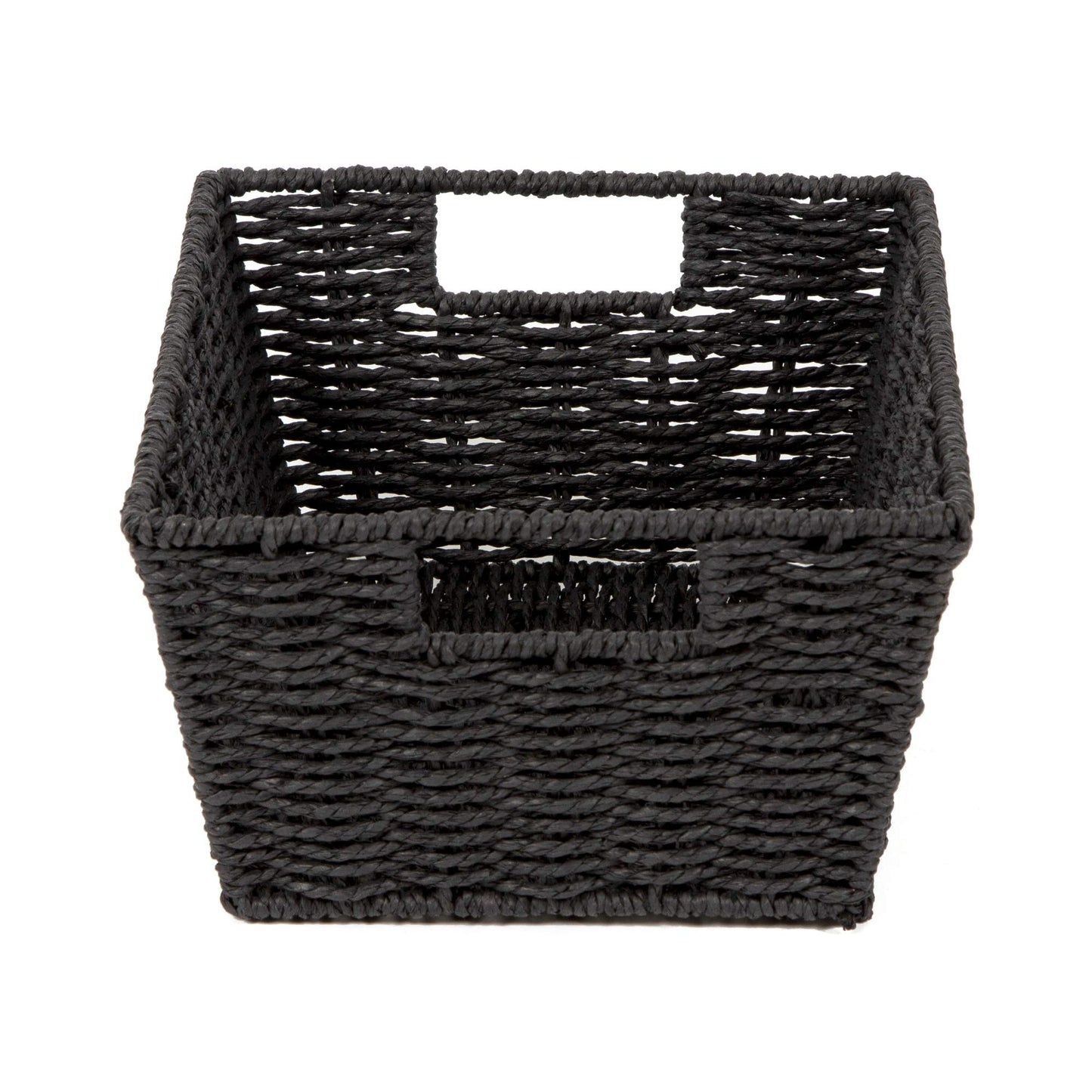 Compactor Cosmos Etna Basket - Stylish Black Woven Paper and Metal Frame Organizer - Medium Size (31X24X14 cm)