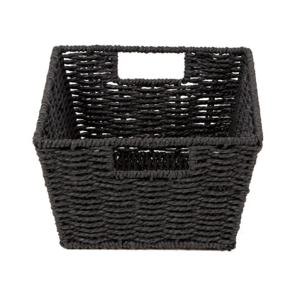 Compactor Cosmos Etna Basket - Stylish Black Woven Paper and Metal Frame Organizer - Medium Size (31X24X14 cm)