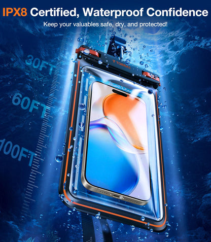 TORRAS 2 Pack IPX8 Waterproof Phone Pouch Floating, Underwater Screen Touchable, Waterproof Phone Case with Lanyard for iPhone 16 Pro Max 15 14 S24, Cell Phone Dry Bag Cruise Essentials 7.0", Black