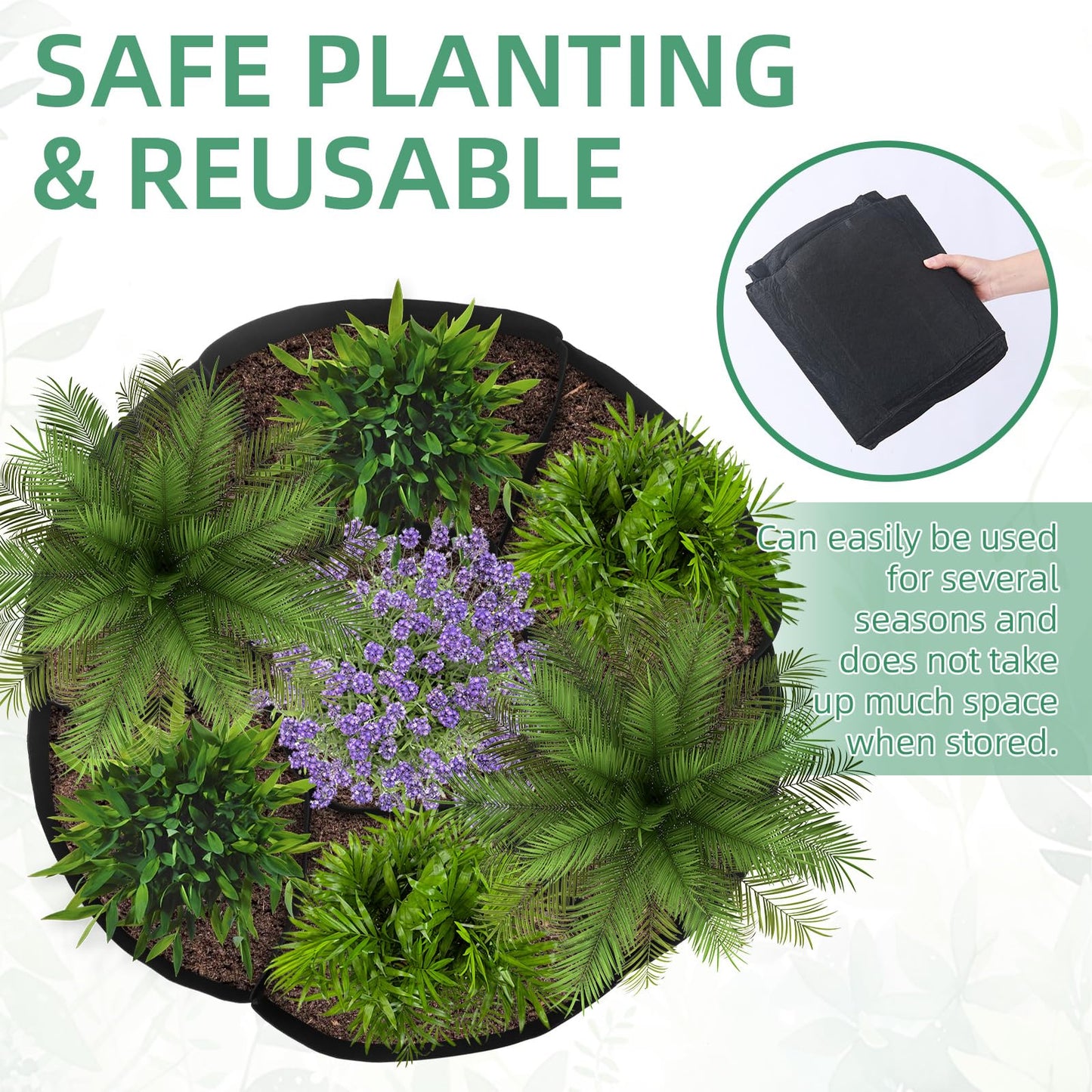 LITLANDSTAR 100 Gallon Plant Grow Bags, Heavy Duty Thickened Nonwoven Fabric Pots Round Raised Garden Beds Planter Pots with 7 Grids, Breathable Growing Bags for Indoor and Outdoor Planting