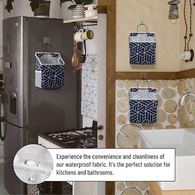 2pcs Wall Hanging Storage Bag, Small Door Closet Linen Fabric Pockets Organizer