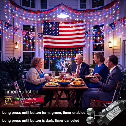 Red White and Blue Icicle Lights for Outside – 66ft 640LED Outdoor Waterproof Christmas Lights, 4th of July Decorations Independence Day Patriotic Lights with 120 Drops for House Roof Window Fence