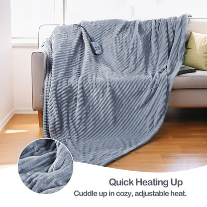 Electric Heated Blanket Full Size 72"x84", Cozy Large Oversized, 5 Heating Levels & 10 Hours Auto Off, Cozy for Bed, Sofa, & Office, Machine Washable, Purple