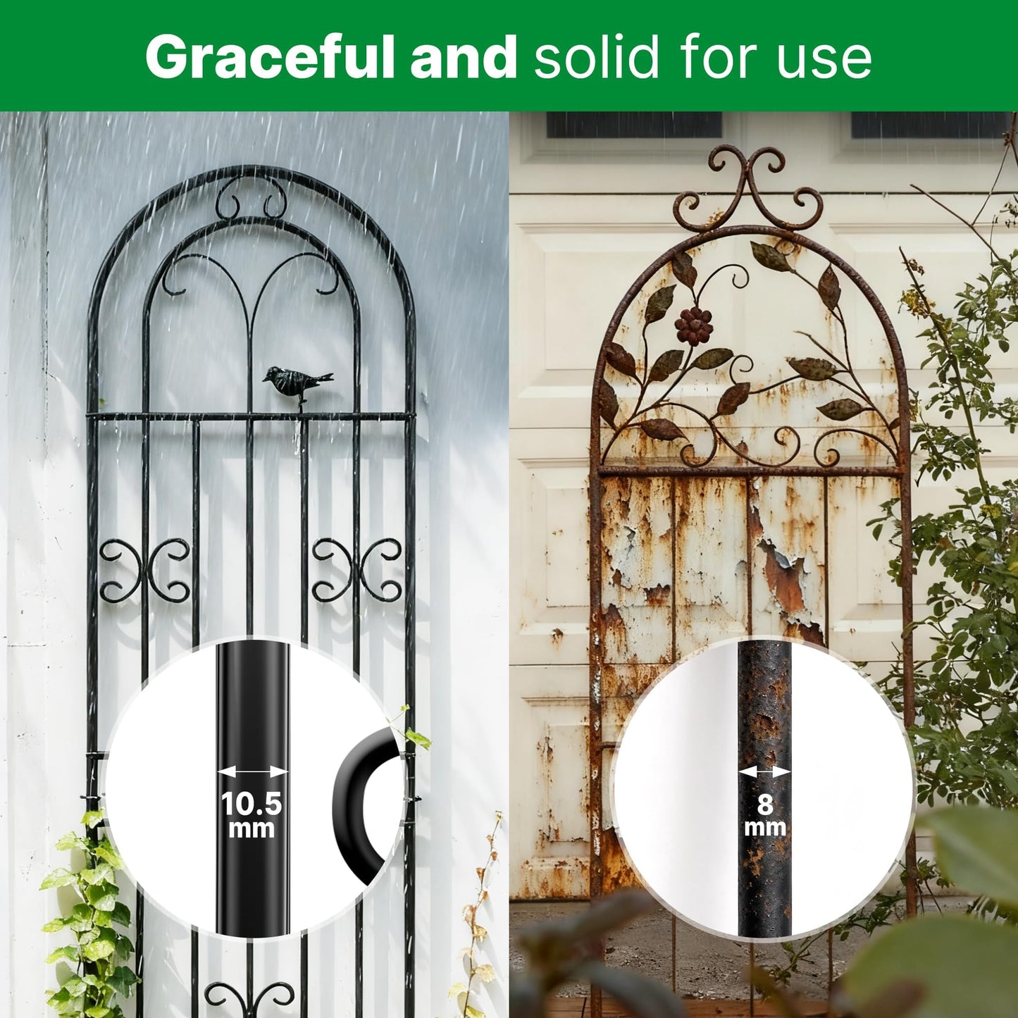 ARIFARO 78 inch Metal Garden Trellis for Climbing Plants, Pack of 2, Indoor/Outdoor Sturdy Decorative Plant Trellises for Potted Plants, House Plants, Climbing Vines, Bird Pattern
