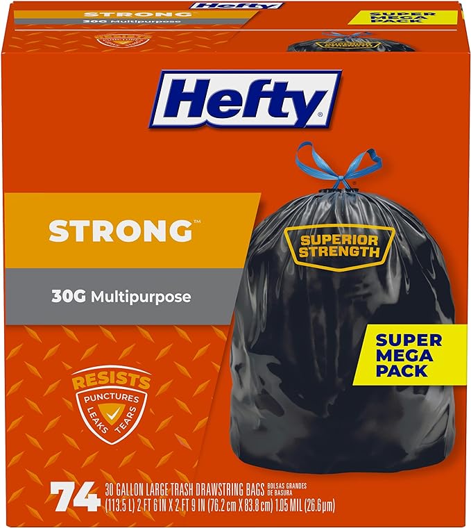 Hefty Strong Large Trash Bags, 30 Gallon