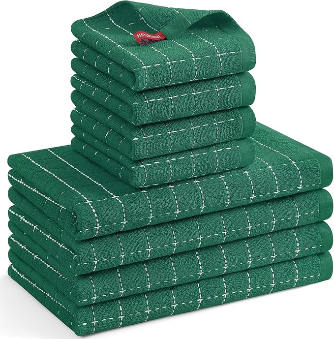 Mordimy 100% Cotton Terrycloth Kitchen Towels and Dishcloths Sets, Soft and