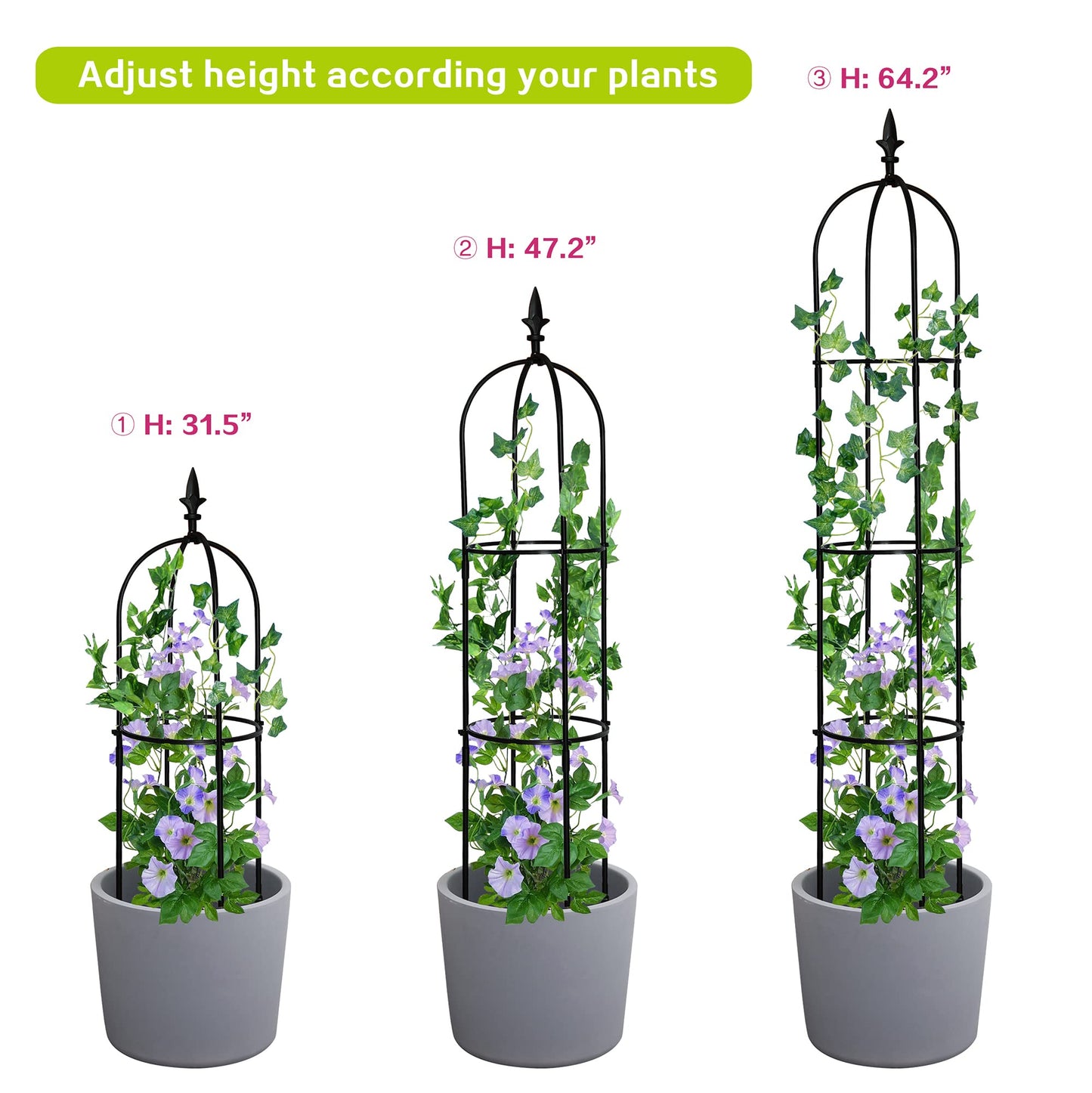 Garden Obelisk Trellis for Climbing Plants Outdoor 6 Ft Rose Bush Round Trellis for Pots Rustproof Metal Plant Flower Trellises for Clematis Vine Jasmine Support Outdoor Indoor