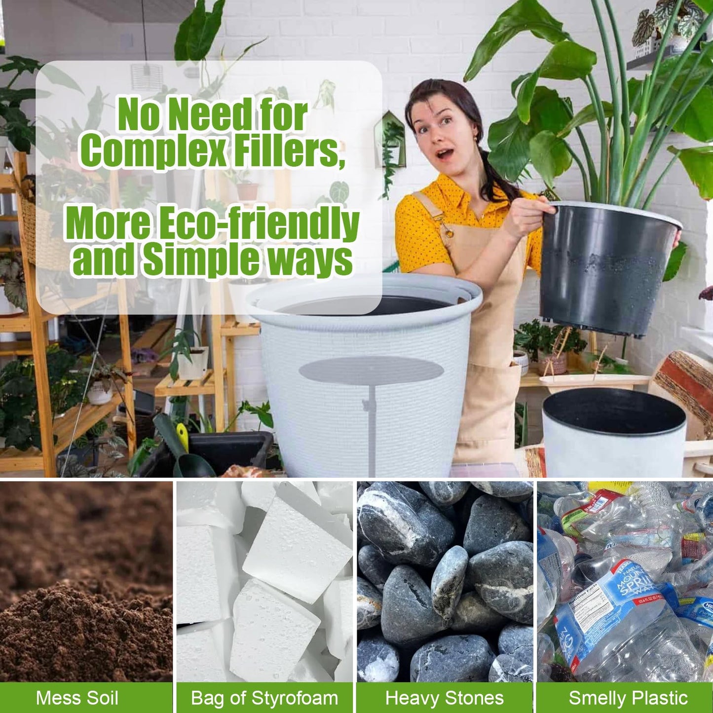 Funvalley Surperfect Adjustable Plant Riser for Inside Pots - 9.5-20.5" Lift Kit Planter Insert, Plant Lift Inserts Pot Risers for Indoor Outdoor Tall Taper Planter Container