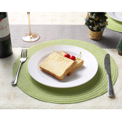 Placemats,Table Mats,Round Placemats Set of 6,Washable Easy Clean Heat-Resistant Non-Slip for Kitchen Table(Green)
