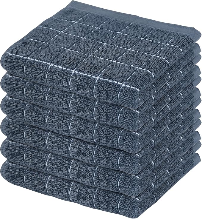 Mordimy 100% Cotton Terry Cloth Dish Cloths, Soft and Absorbent Checkered Dish