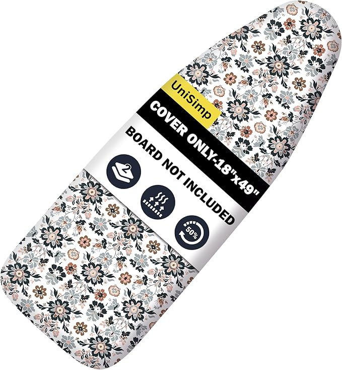 Ironing Board Cover and Pad 18"x49" Extra Thick Natural Cotton, Scorch and