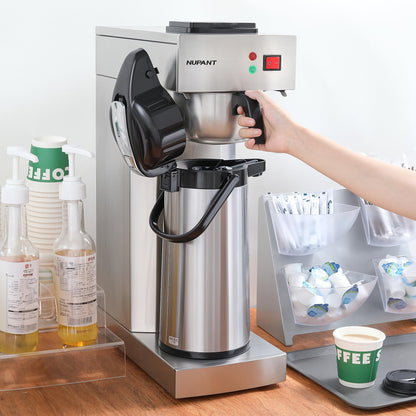 NUPANT Commercial Airpot Coffee Brewer 2.2L/74oz Dirp Coffee Maker with 24H Insulated Thermal Carafe Stainless Steel Pour Over Coffee Machine 120V/1450W COFFEE Dispenser for Café Restaurant Cafateria