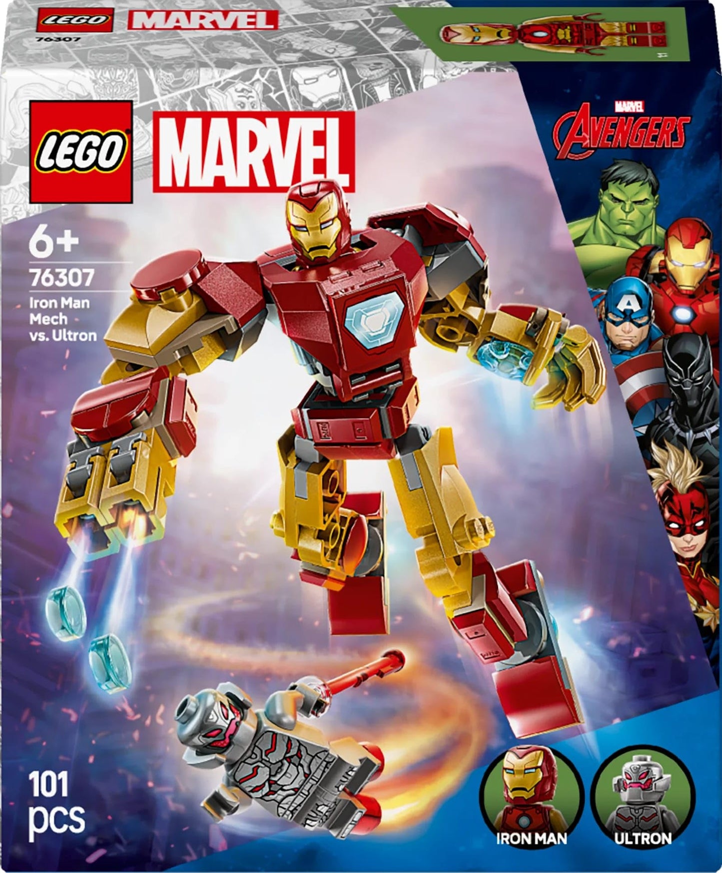 LEGO Marvel Iron Man Mech vs. Ultron - Buildable Super Hero Toy with 2 Minifigures - Build-and-Play Figure Set - Avengers Birthday Gift for 6 Plus Year Old Boys & Girls 76307