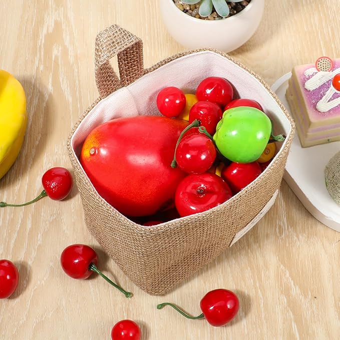 Small Cotton and Linen Hanging Storage Basket Wall Hanging Storage Bags