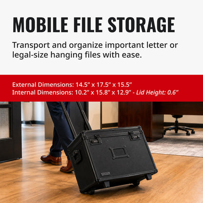 Vaultz Locking Mobile File Chest, Letter/Legal Files, 17.5" X 15.5" X 14.5", Black