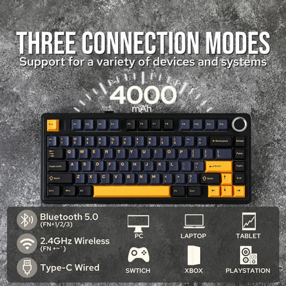 EPOMAKER x Aula F75 Gasket Mechanical Keyboard, 75% Wireless Hot Swappable Gaming Keyboard with Five-Layer Padding&Knob, Bluetooth/2.4GHz/USB-C, RGB (Light Blue, LEOBOG Reaper Switch)