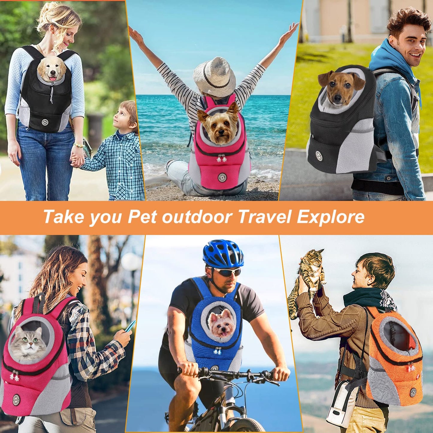 M MUNCASO Dog Carrier Backpack Small Pet Travel Bag Puppy Pet Front Pack with Breathable Head-Out Design and Waterproof Bottom Airline Approved for Outdoor Hiking Travel (M,Black)