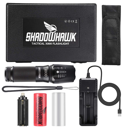 Shadowhawk X800 300000 Lumens Torches LED Super Bright Rechargeable, Powerful Bright Torch Flashlight, LED Torches Battery Powered Waterproof for Outdoor Gift