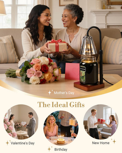 Marycele Black Candle Warmer Lamp with Timer & Dimmer Adjustable Height for Candle Jars, Mothers Day Gifts for Mom Birthday Gifts for Women Sister, Wax Candle Lamp Warmer Home Decor with 2 Bulbs