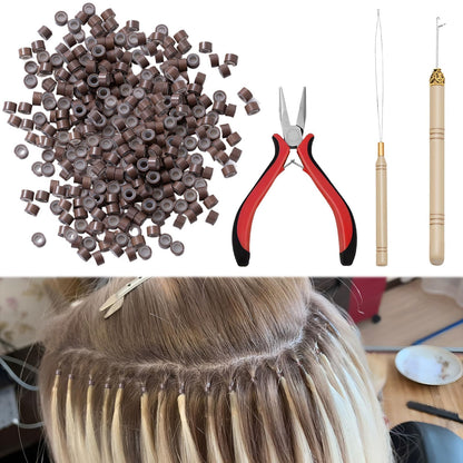 Nano Beads Hair Extensions Kit, 1PCS Hair Extension Tools - Professional Pliers and Loop Threader