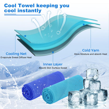 Amgico 3 Pack Cooling Towel(40"x12") for Neck and face, Ice Towel, Soft Breathable Towels, Cooling Rags for Yoga, Sport, Running, Workout, Gym, Camping, Fitness, Workout & More
