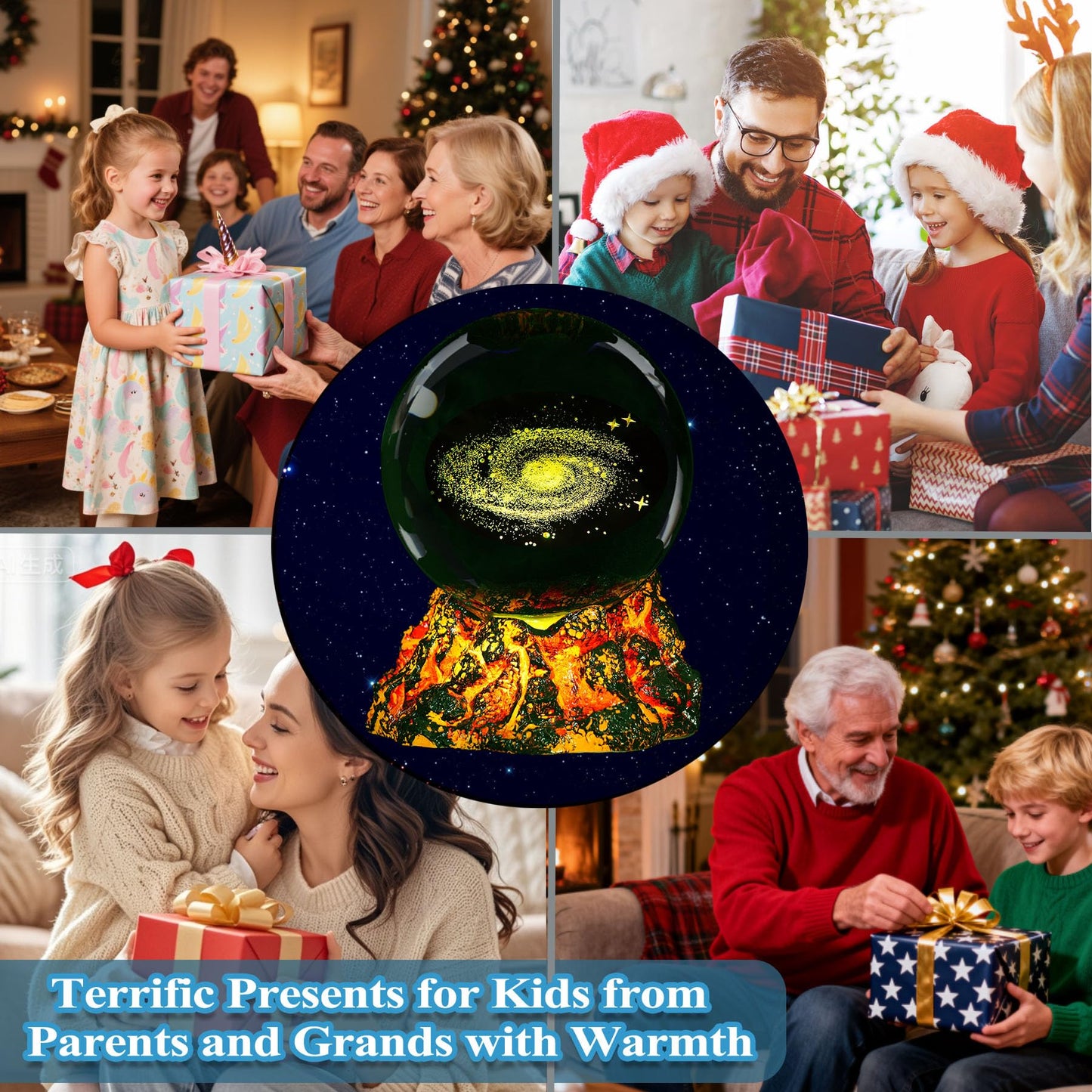 Colortown Galaxy Crystal Night Light, 3.15 Inch (80mm) K9 Crystal, Upgraded Volcanic Lava Base 3D Lamp with Remote, 16 Colors Cosmic Orbs, Space Gifts for Holiday Birthday Xmas