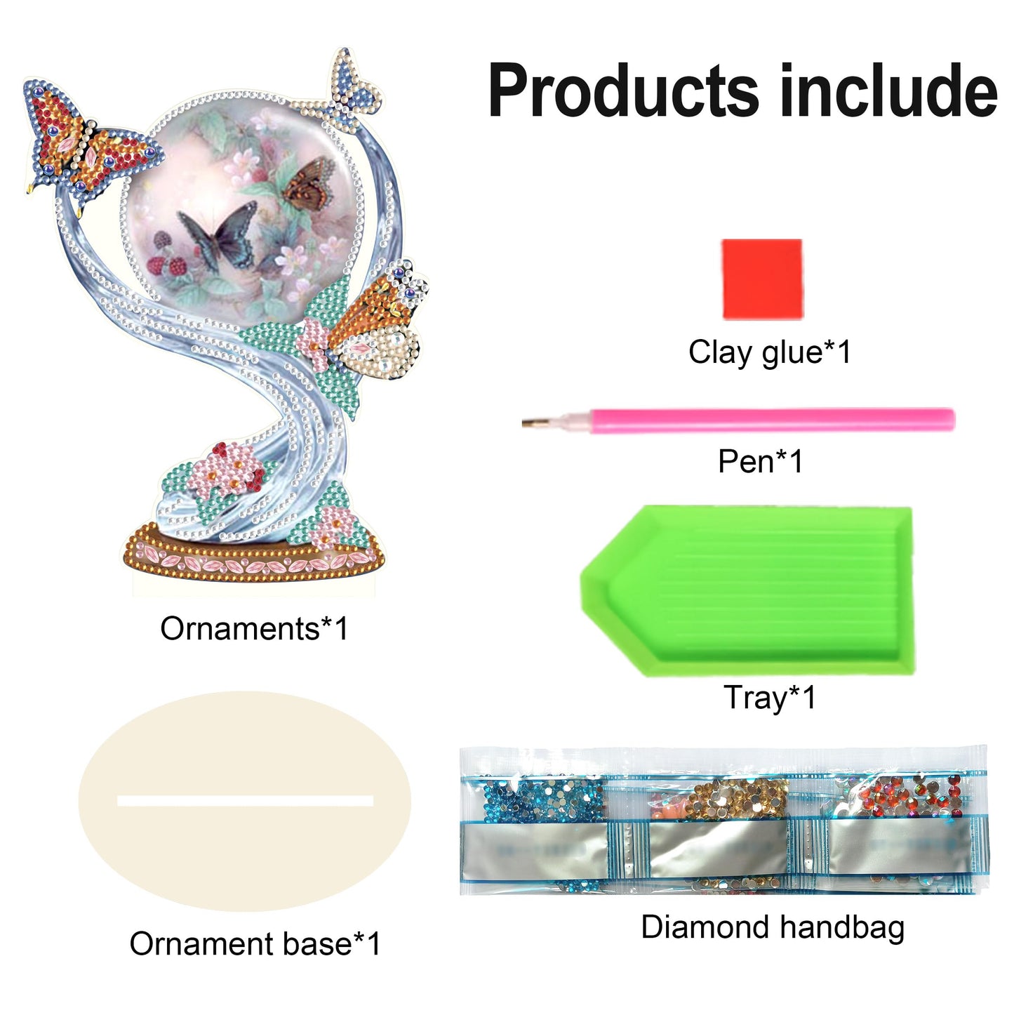 MVVMTOP Christmas Diamond Art Tabletop Decoration, DIY Butterfly, Diamond Art 5D Special Shape Crystal Diamond Partial Diamond Art Painting Mosaic Handicraft, Home Office Tabletop Decor Gift