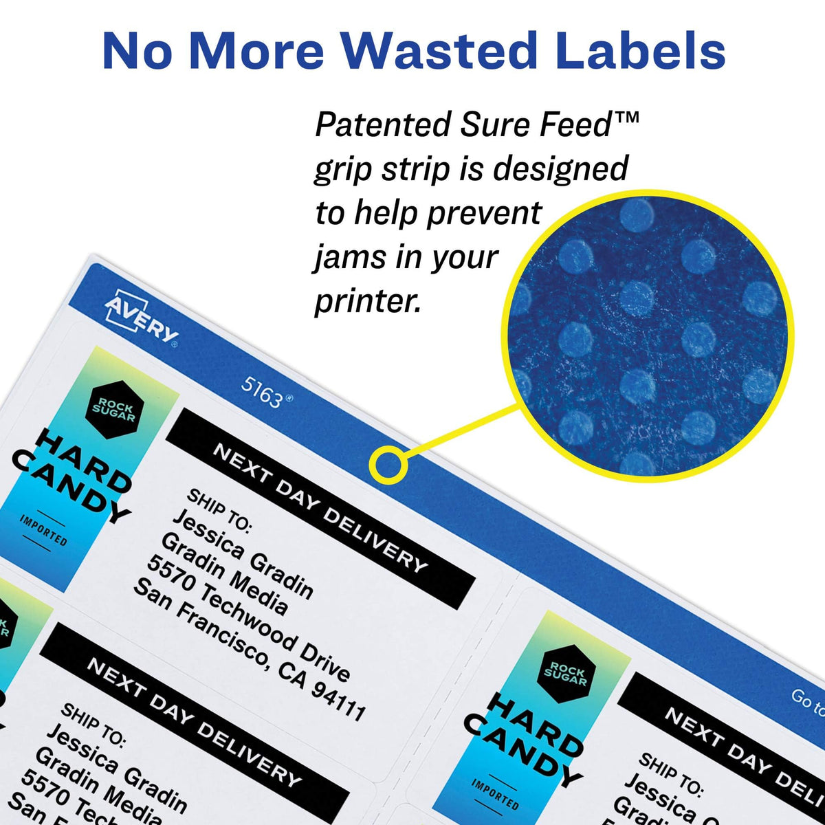 Avery Printable Shipping Labels with Sure Feed, 3-1/3" x 4", White, 600 Blank Mailing Labels for Laser Printers (5164)